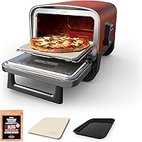 Ninja Woodfire 8-in-1 Outdoor Pizza Oven & Electric Roaster: 700°F Heat, 5 Artisan Pizza Settings, BBQ Smoker Box, Wood Pellets - Terracotta Red