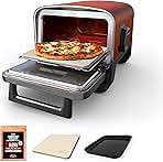 Ninja Woodfire Outdoor Pizza Oven, 8-in-1 Portable Electric Roaster Oven, Heats up to 700°F, 5 Artisan Pizza Settings, Integrated BBQ Smoker Box, Includes Flavored Wood Pellets, Terracotta Red