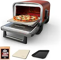 Ninja Forno De Pizza Ao Ar Livre A Lenha, Forno Elétrico Portátil 8 Em 1, Aquece Até 700 °F, 5 Configurações De Pizza Artesanal, Caixa De Defumação De Churrasco Integrada, Inclui Pellets De Madeira