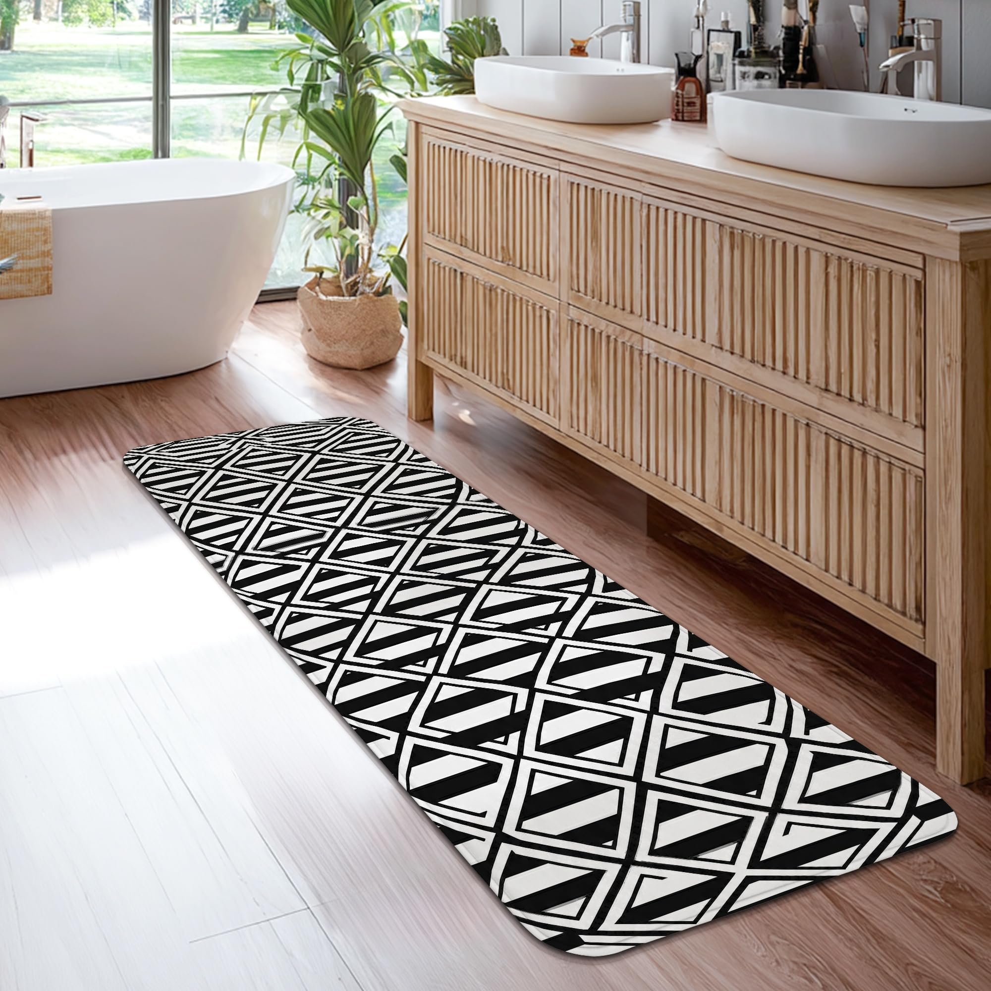 Tapis de couloir géométrique pour décoration lumineuse de cuisine et entrée