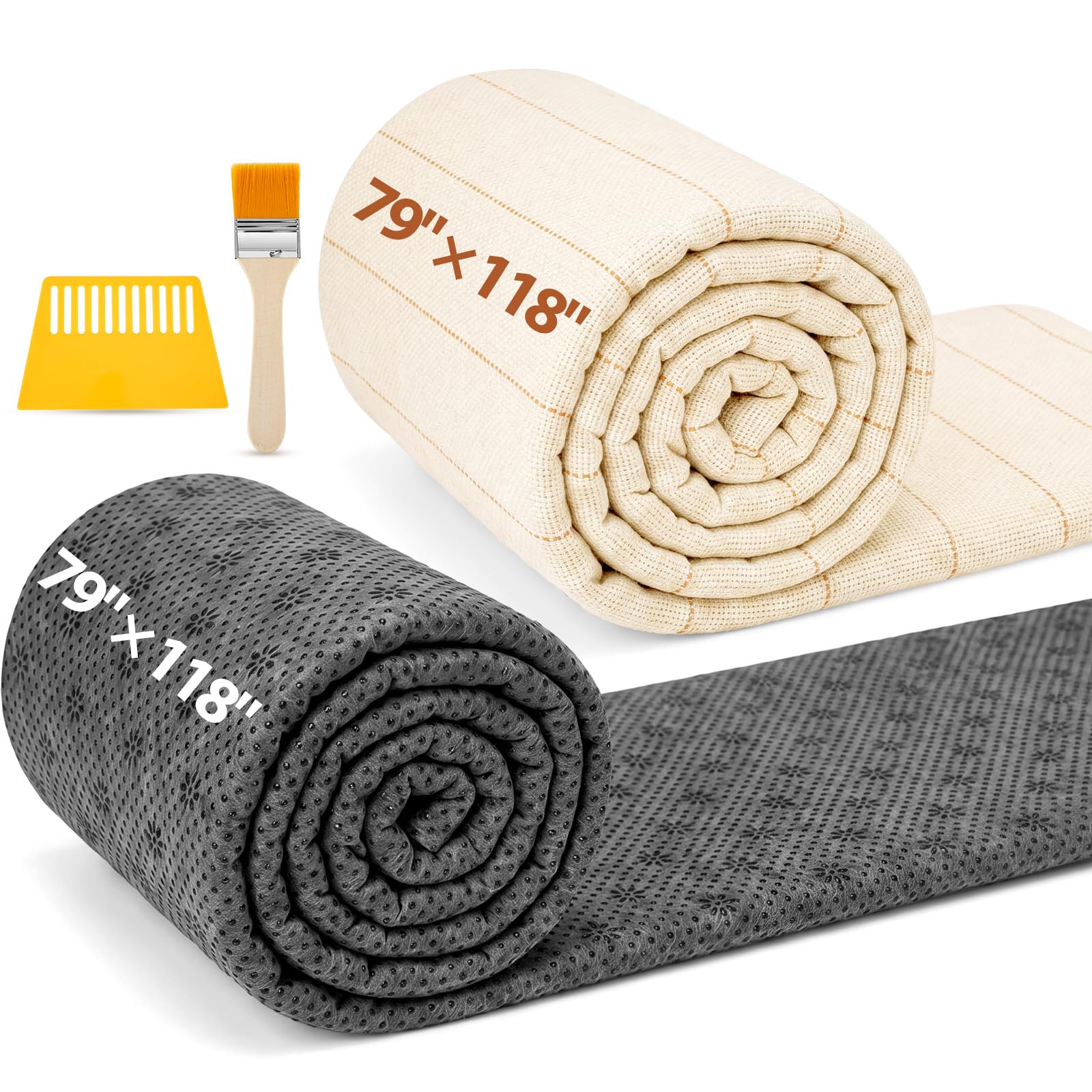 Tudomro 4 Pcs 79'' X 118'' Extra Large Tufting Cloth for Rugs and Non Slip Final Backing Tuft Fabric Monks Cloth for Tufting Needle DIY Rug Making, Contains Cleaning Brush and Glue Scraper - punch needle and rug punch | Mubboo