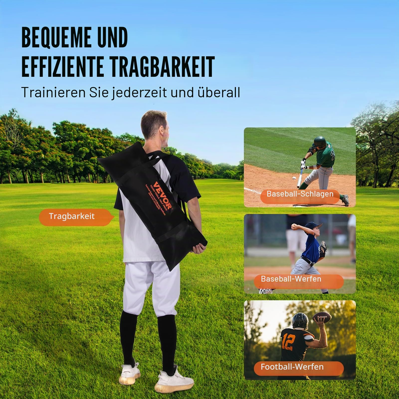 VEVOR Fußballtrainer-Wurfnetz 217x125,5x223 cm mit 5 Zieltaschen, knotenloses Netz, Bogenrahmen & Tragetasche