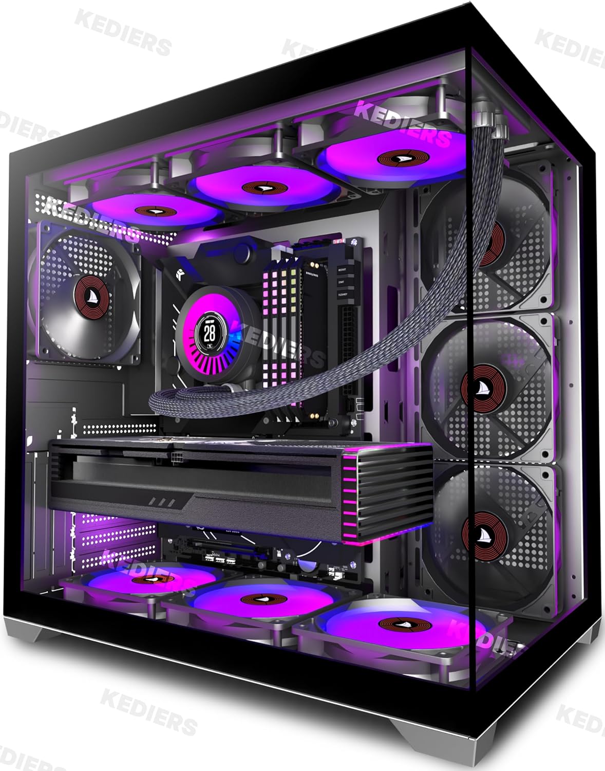 KEDIERS PC CASE ATX 4 Fans Pre-Installed