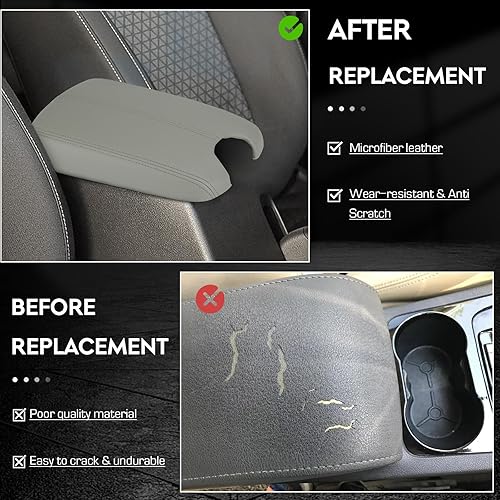 Miniatura 3 de HKPARTS Cubierta de cuero de la tapa del reposabrazos de la consola central para Honda Accord 2008 2009 2010 2011 2012 (gris)