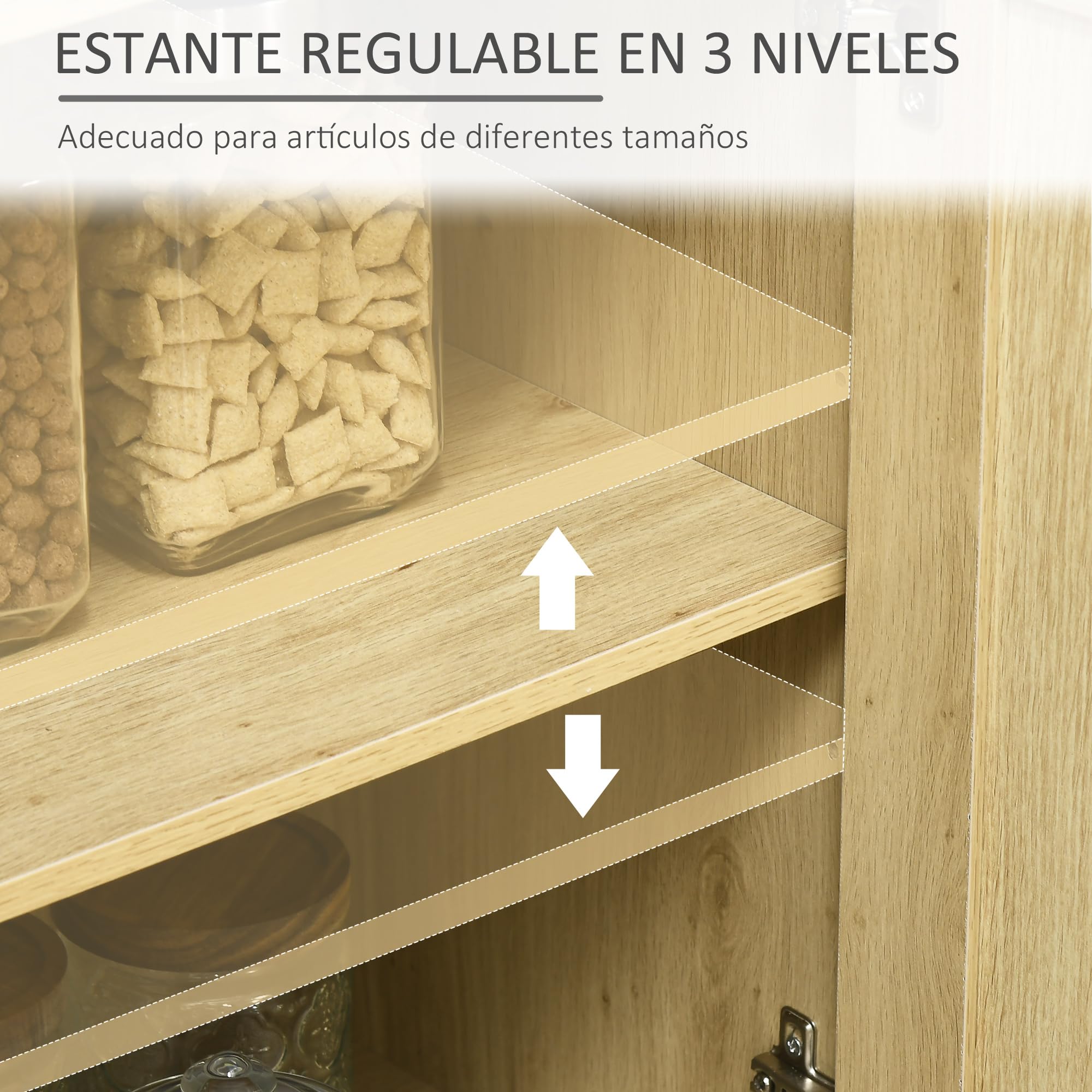 HOMCOM Aparador de Cocina con 3 Puertas de Ratán 120x40x97 cm Natural | Estilo Boho, Mueble Buffet Auxiliar, Estantes Ajustables, Patas de Madera, para Salón Comedor