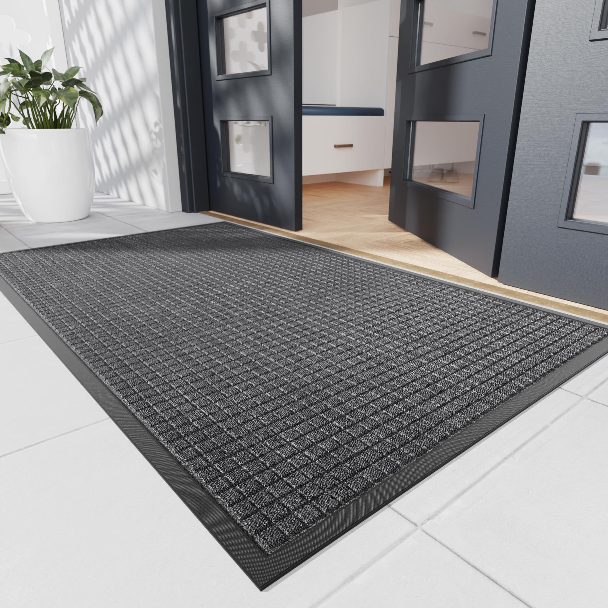 Durable Front Door Mat, 72" x 36" Heavy Duty Indoor Outdoor Doormat for Entryway, Non-Slip Rubber Backing, Stain and Fade Resistant Commercial Floor Mat for Home Office Entry