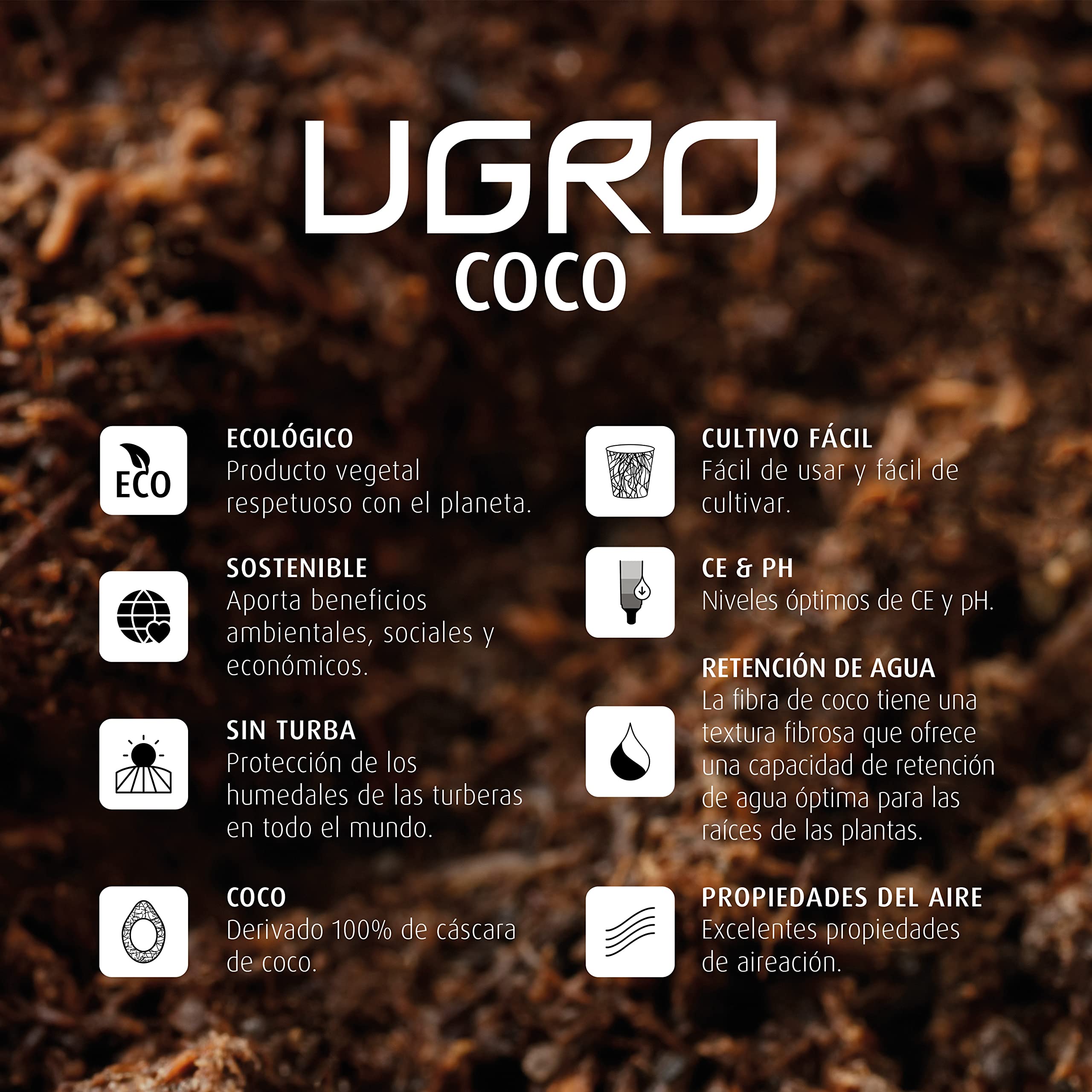 XL Basic - Sustrato de Coco, Bloque Comprimido con bajo Porcentaje de Fibra de Coco para Plantas y Huerto, 5 kg - 70 L (30x30x12 cm)