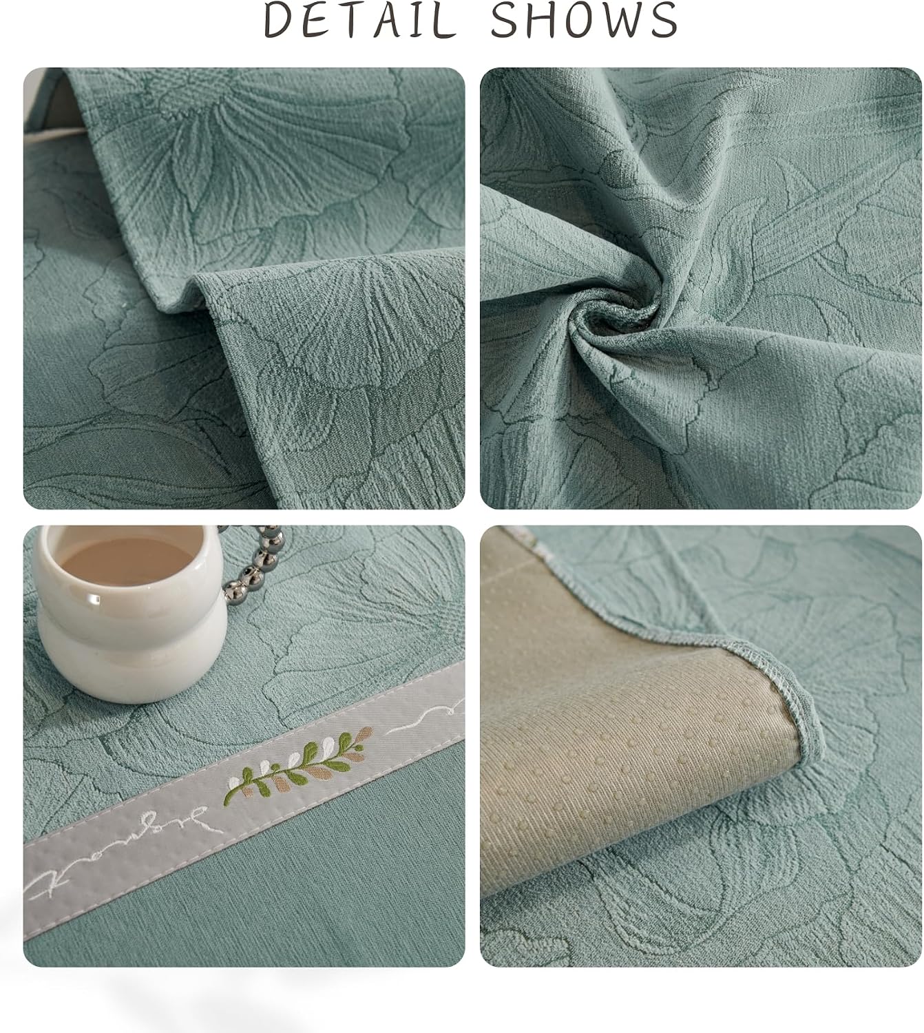 Luxury Floral Jacquard Chenille Sofa Cover Patchwork Embroidery Ribbon Soft Sectional Couch Cover Non-Slip Sofa Slipcovers Cushion Cover Furniture Protector for Living Room (Green,36"x94")