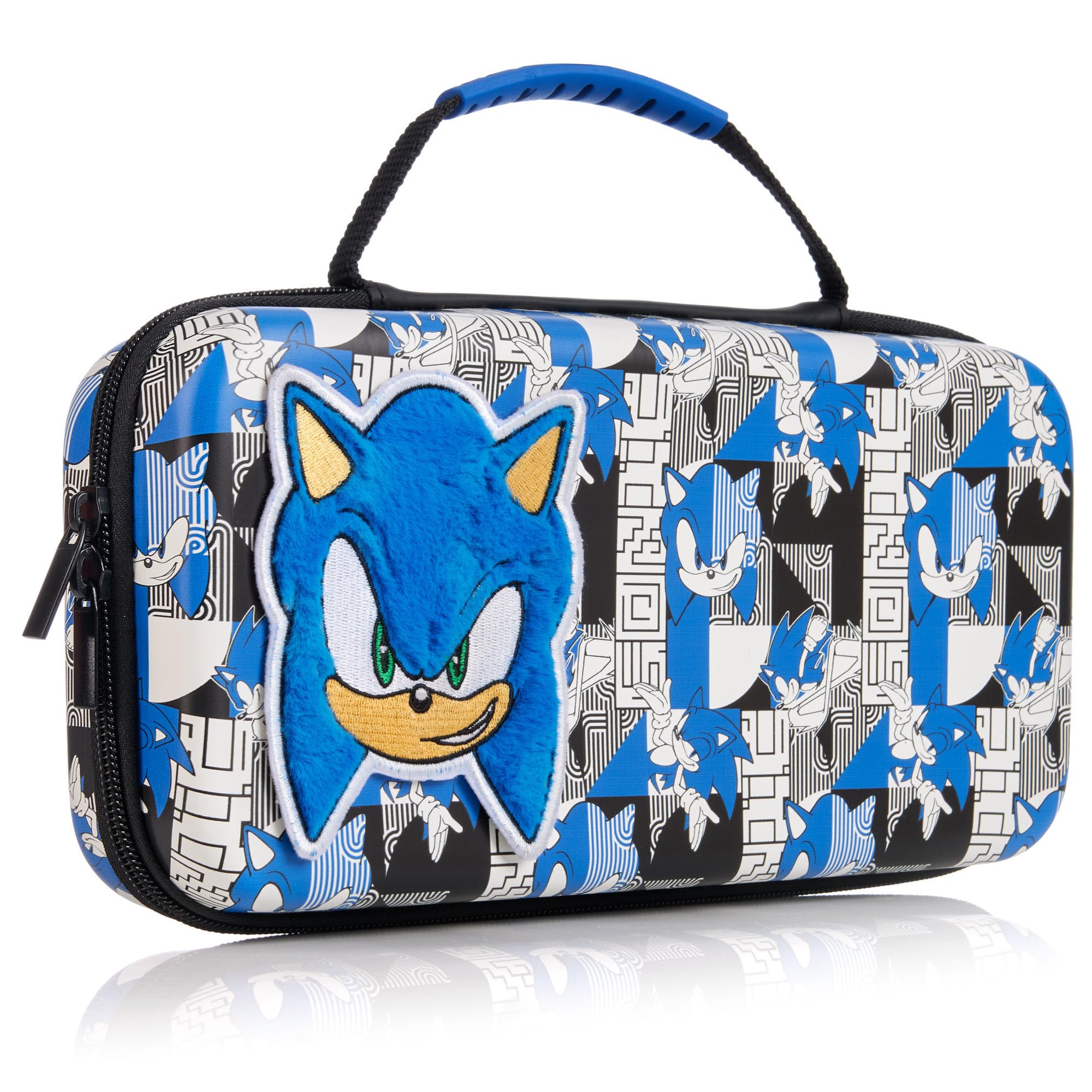 Numskull Official Sonic The Hedgehog Hard Shell Carry Case for Switch and Switch 2 – Geometric Fur Patch Design – Holds 10 Games & Accessories