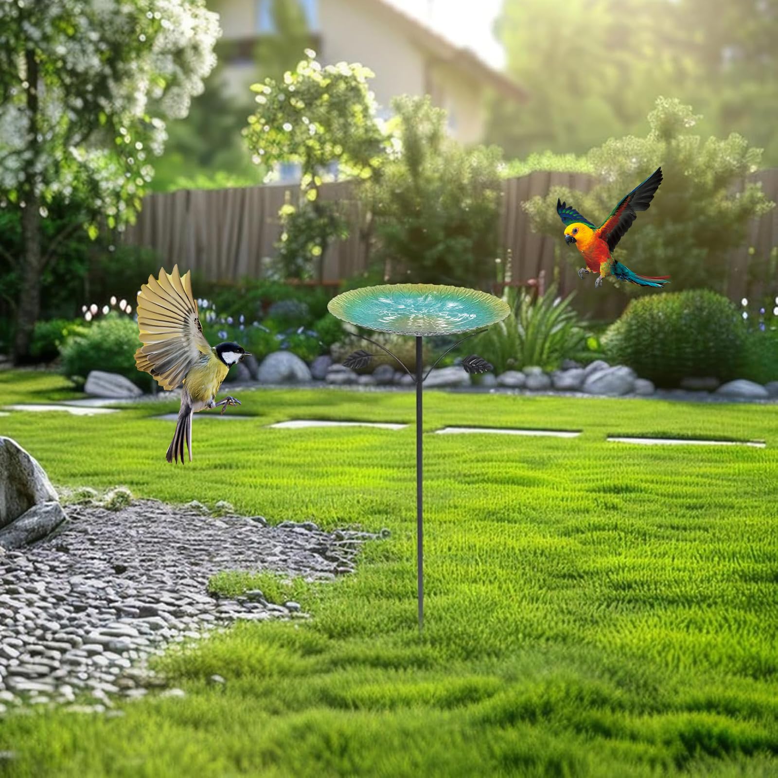 HIQE-FL Bain d'oiseaux,Abreuvoir Oiseaux 84cm,Mangeoires pour Oiseaux,Mangeoire Oiseaux,Bain pour Oiseaux,Bassin pour Oiseaux,Abreuvoir en Fonte,pour Jardin,Balcon,Terrasse