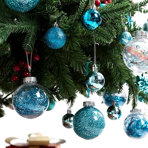 Miniatura 5 de AMS Adornos de bola de Navidad transparentes de 24 quilates, 2.36 pulgadas2.362 in, juego de bolas de Navidad colgantes inastillables para árbol de