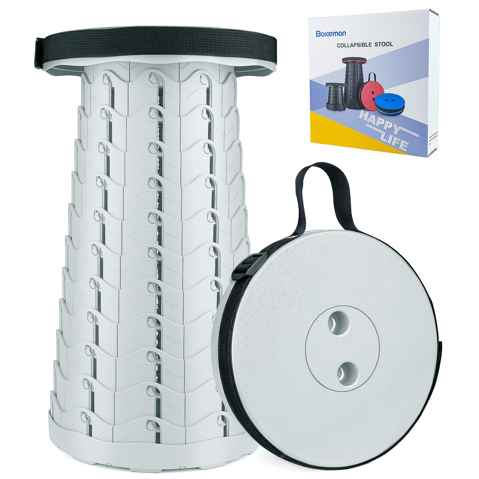 Boreeman Upgraded Folding Stool Lightweight Yet More Sturdy with Load Capacity 400lbs Portable Collapsible Stool for Camping Fishing Hiking BBQ (Ice Cream)