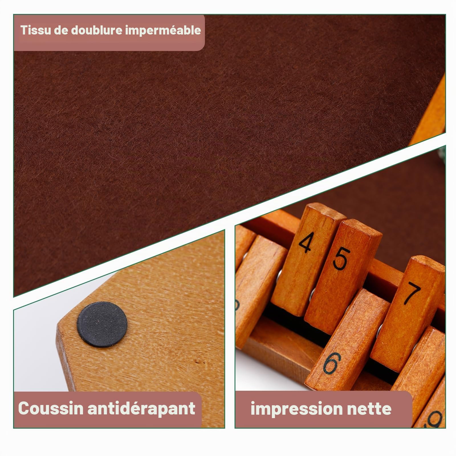 Flero Shut The Box Jeu de dés à 6 joueurs, jeu de tactique et de calcul (Marron)