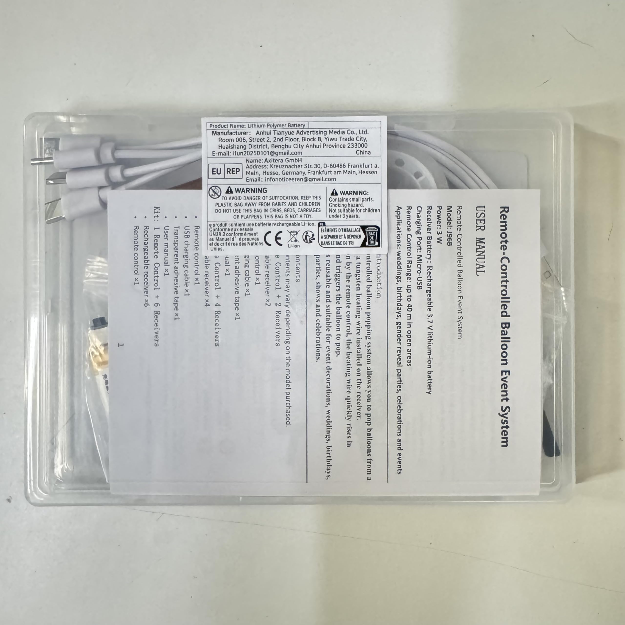 Ferngesteuertes Ballon-Platzsystem, Ballon-Popper mit 1 Fernbedienung und 4 USB-aufladbaren Empfängern, wiederverwendbares Gerät zum Platzen von Latexballons für Hochzeit, Geburtstag und Party