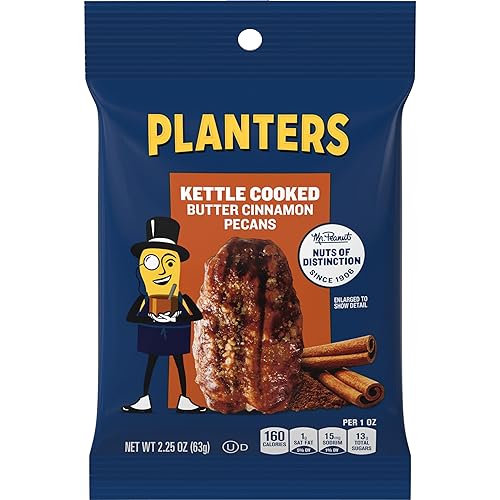 Miniatura 5 de PLANTERS Kettle Cooked Butter Canela Pecans 2.25 oz Pack (paquete de 6)