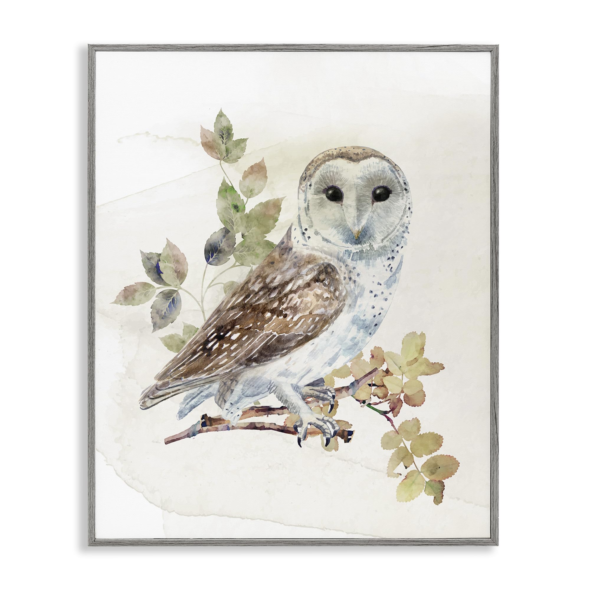 Owl Among Autumn Leaves Rustic Bird, 11 x 14 Inch Framed Giclée Print