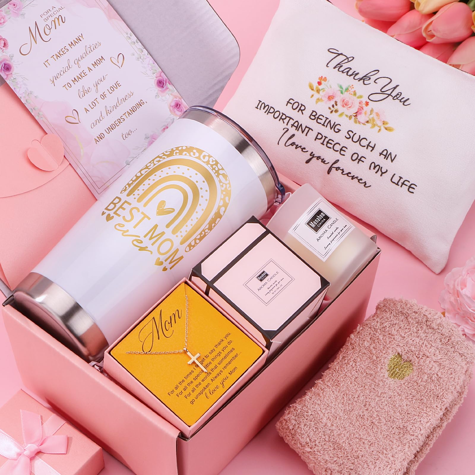 Mothers Day Gifts for Mom from Daughter Son - Unique Mom Birthday Gifts Ideas for Mother in Law, Mama, Stepmom, Best Mom Ever Gift Basket, Personalized Mothers Day Gift Box w/Tumbler