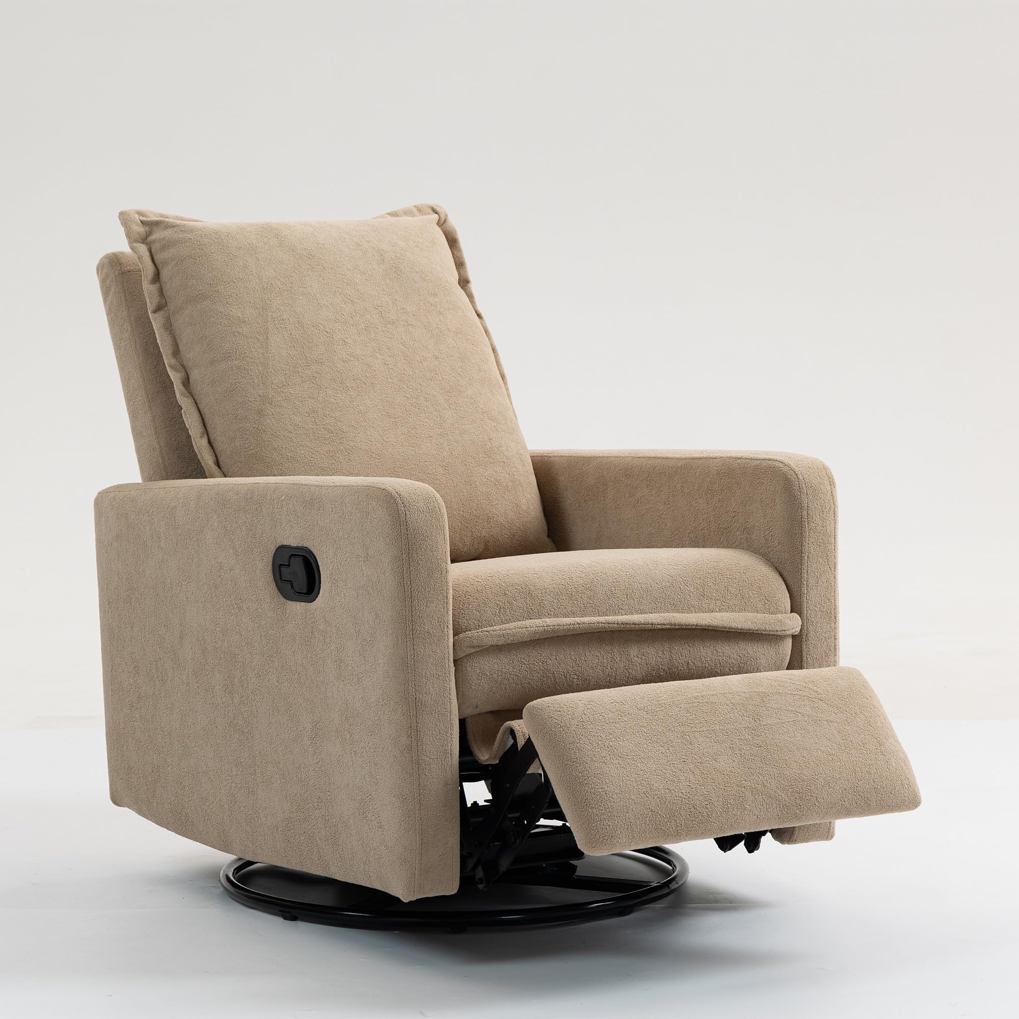 ERYE Modern Lounge Reclining Chair Boucle Upholstered Glider Rocker Chair Manual Recliner Armchair Nursery Armchair with Footrest Pedal for Home