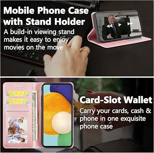 Miniatura 3 de EYZUTAK Funda de cuero PU premium para Samsung Galaxy A14 5G, cierre magnético, funda protectora con función atril, ranura para efectivo, a prueba