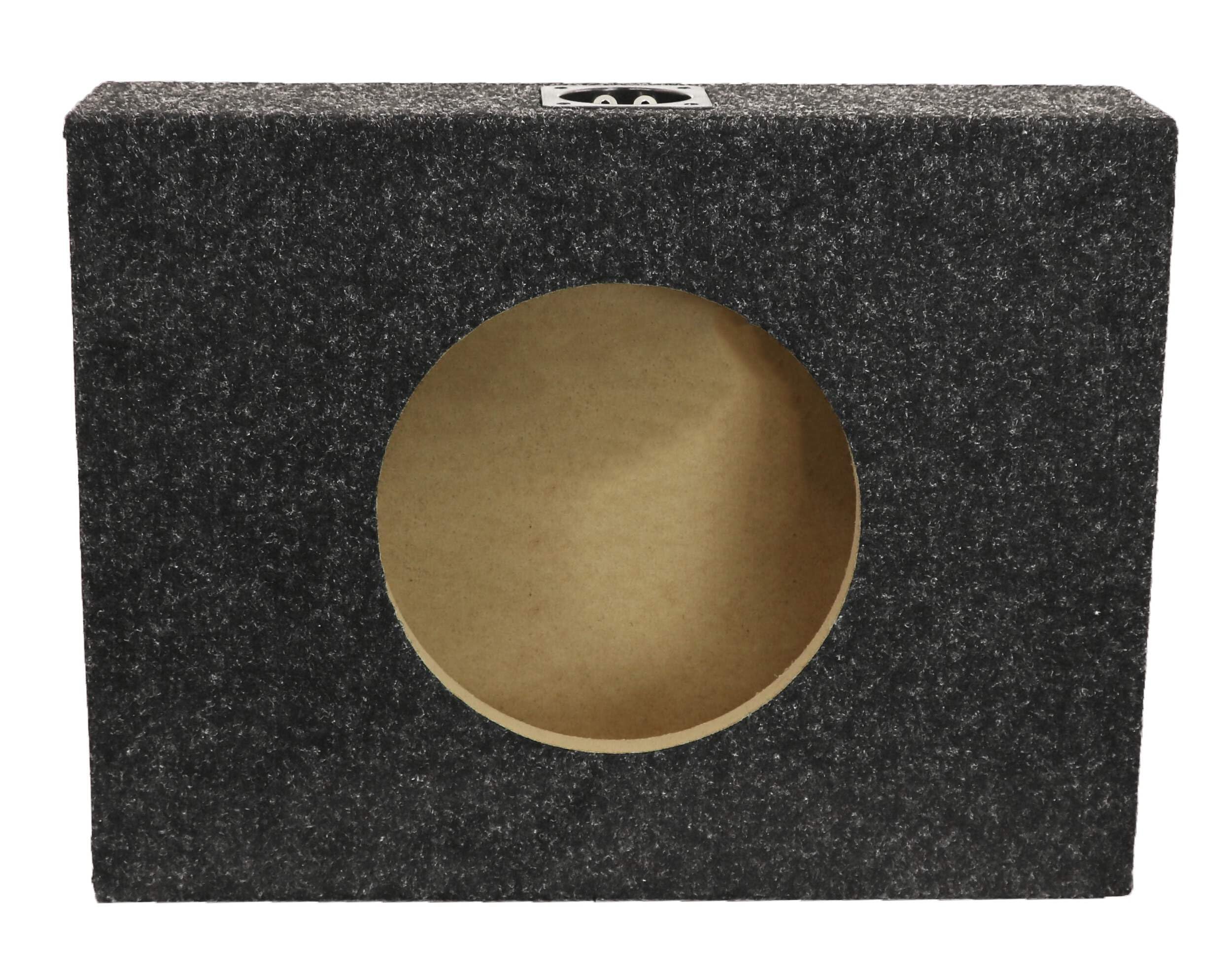Bbox 10" Single Sealed / Shallow Mount Subwoofer Enclosure Boxes & Enclosures - Pro Audio Tune - Premium Subwoofer Box Improves Audio Quality, Sound & Bass - Nickel Finish Terminals