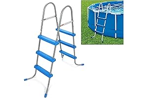 Non-Slip Steel 36" Blue Above-Ground Swimming Pool Ladder for Enhanced Pool Access