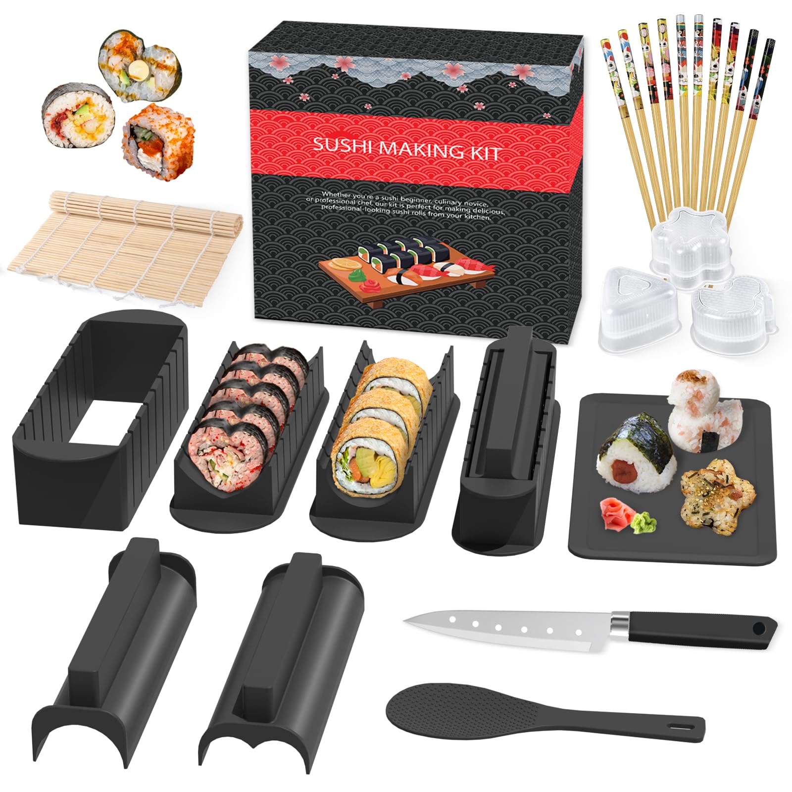 HI NINGER 24-piece Sushi Making Kit Complete Sushi Making Kit for Beginners