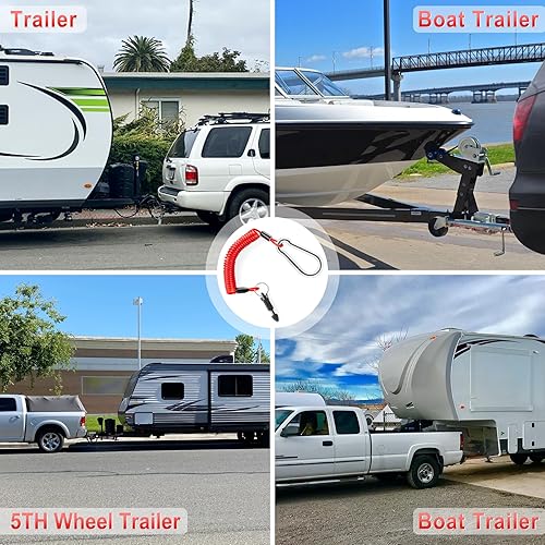 Miniatura 4 de JUSTTOP Cable de remolque de 6 pies, cable de remolque de resorte de acero inoxidable resistente, cable de freno de emergencia, cable de seguridad