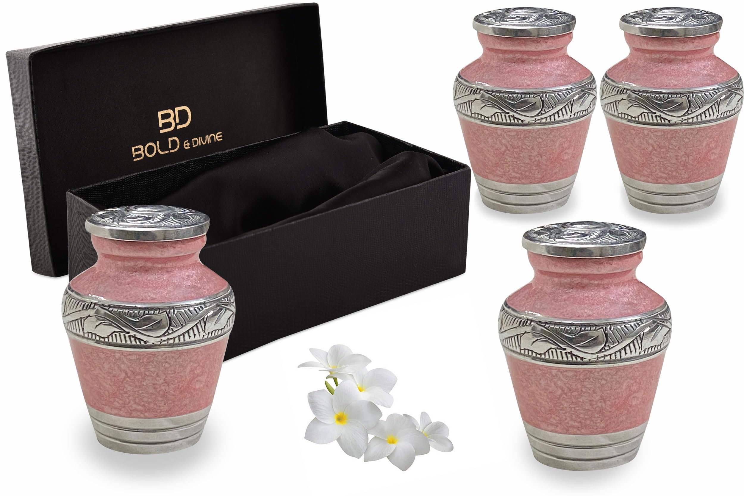 BOLD & DIVINE Small Keepsake Urns Pack of 4, Pink, Small - Set of 4