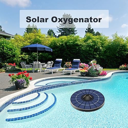 Miniatura 7 de Nicedeal Bomba de aire con oxigenador solar, bomba de aireador de estanque solar flotante al aire libre, aireador de estanque de peces, oxigenador,