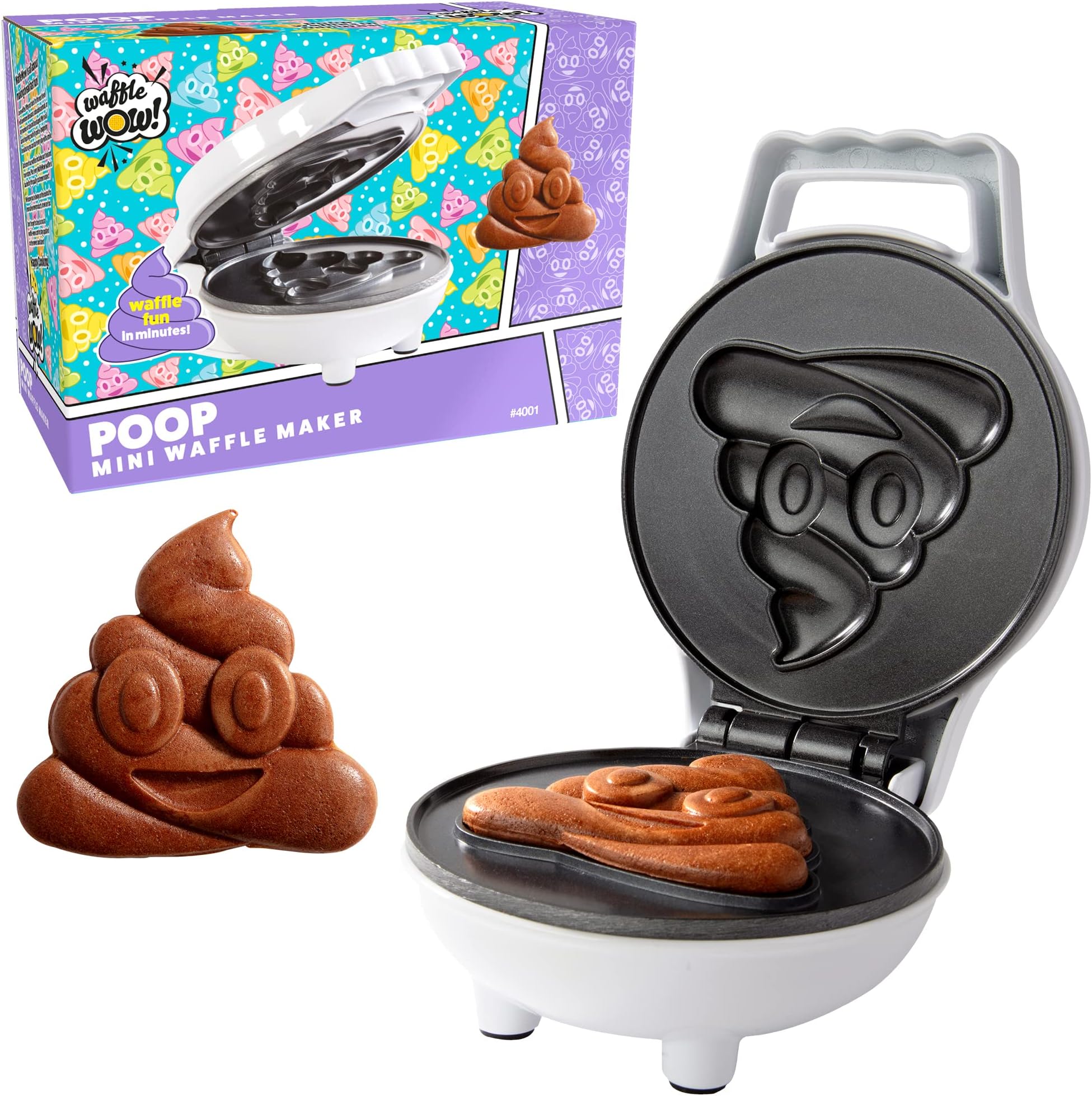 Poop Emoji Mini Waffle Maker Make Breakfast Fun for Kids w Cute Smiley Face Design