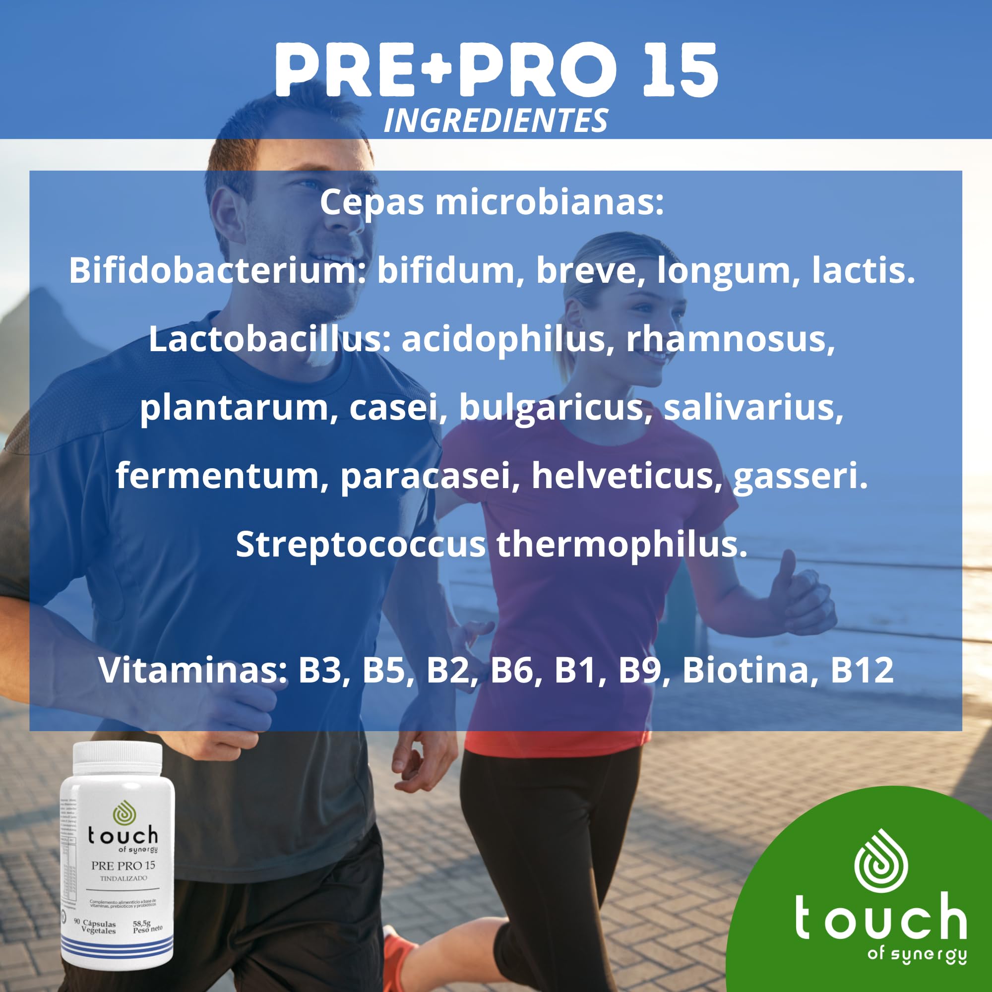 Pre+Pro 15 - Fórmula Simbiótica - 90 Cápsulas - Probióticos, Prebióticos y Enzimas Digestivas - Equilibra la Flora Intestinal, Mejora la Digestión y el Sistema Inmunitario