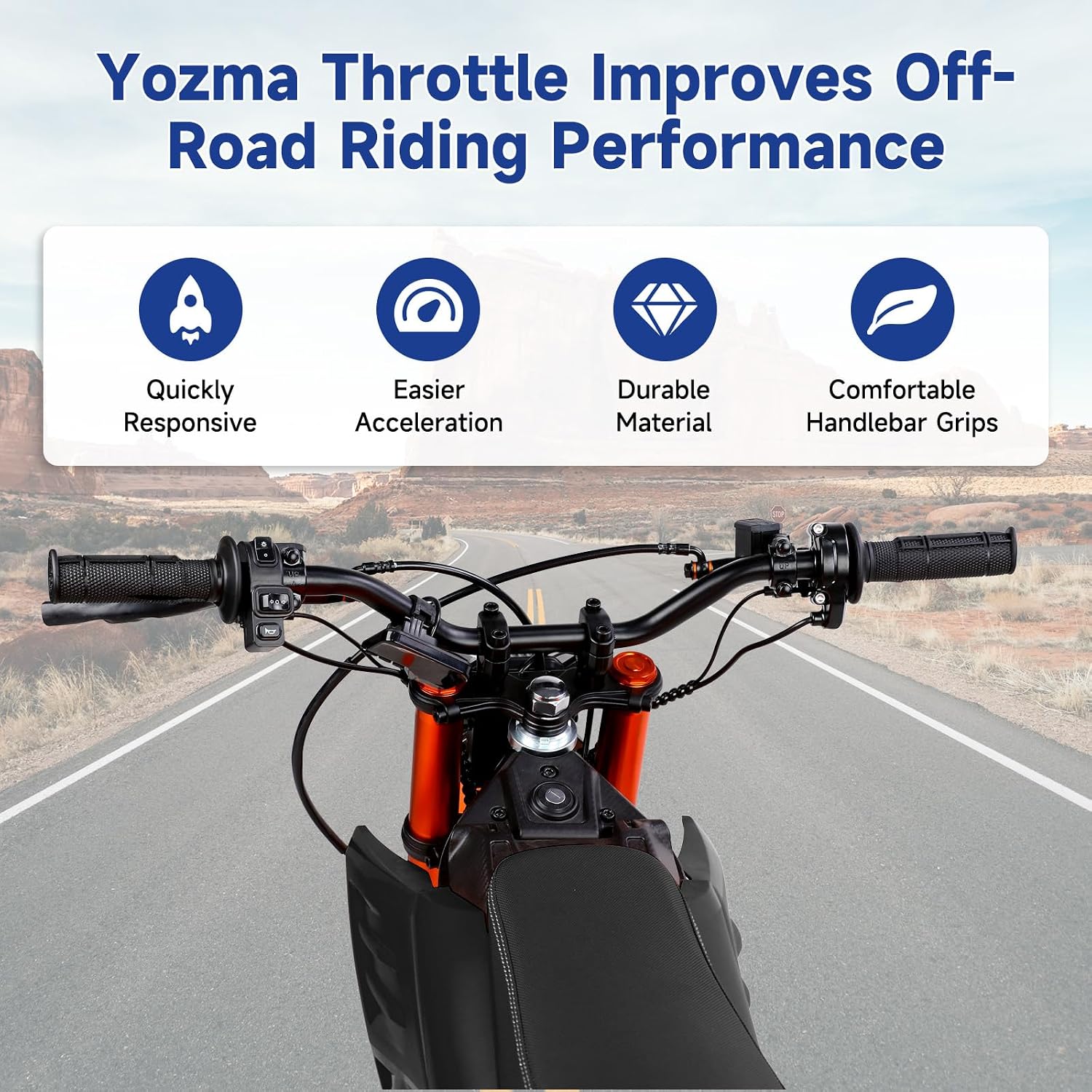 Electric Dirt Bike Throttle Replacement for Yozma In10 Valtinsu Strike Shadow SX, Full Twist Throttle Handle Grips for Yzma Yozama in 10 E Bike Electric Mini Dirt Bike Motorcycle 3 Pin Male