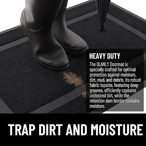 Miniatura 6 de OLANLY Tapete para puerta delantera, interior y exterior, impermeable, para todo tipo de clima, goma natural resistente, resistente a la