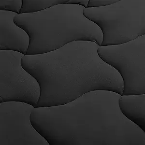 SLEEP ZONE Full Size Mattress Pad, Cooling Mattress Topper, Quilted Fitted Mattress Cover, Machine Washable Mattress Protector, Soft Fluffy Down Alternative, Deep Pocket 8~21 inch (Black, Full)