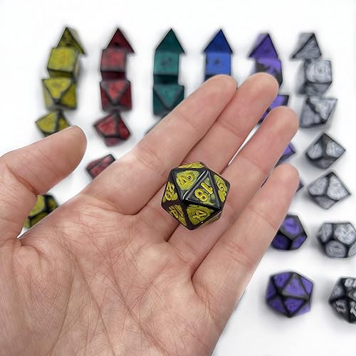 Miniatura 5 de DND Juego de dados retro poliédricos - IDTQ Calabozos y dragones imitación de viejos morados rojos blancos negros azules amarillos verdes juego de