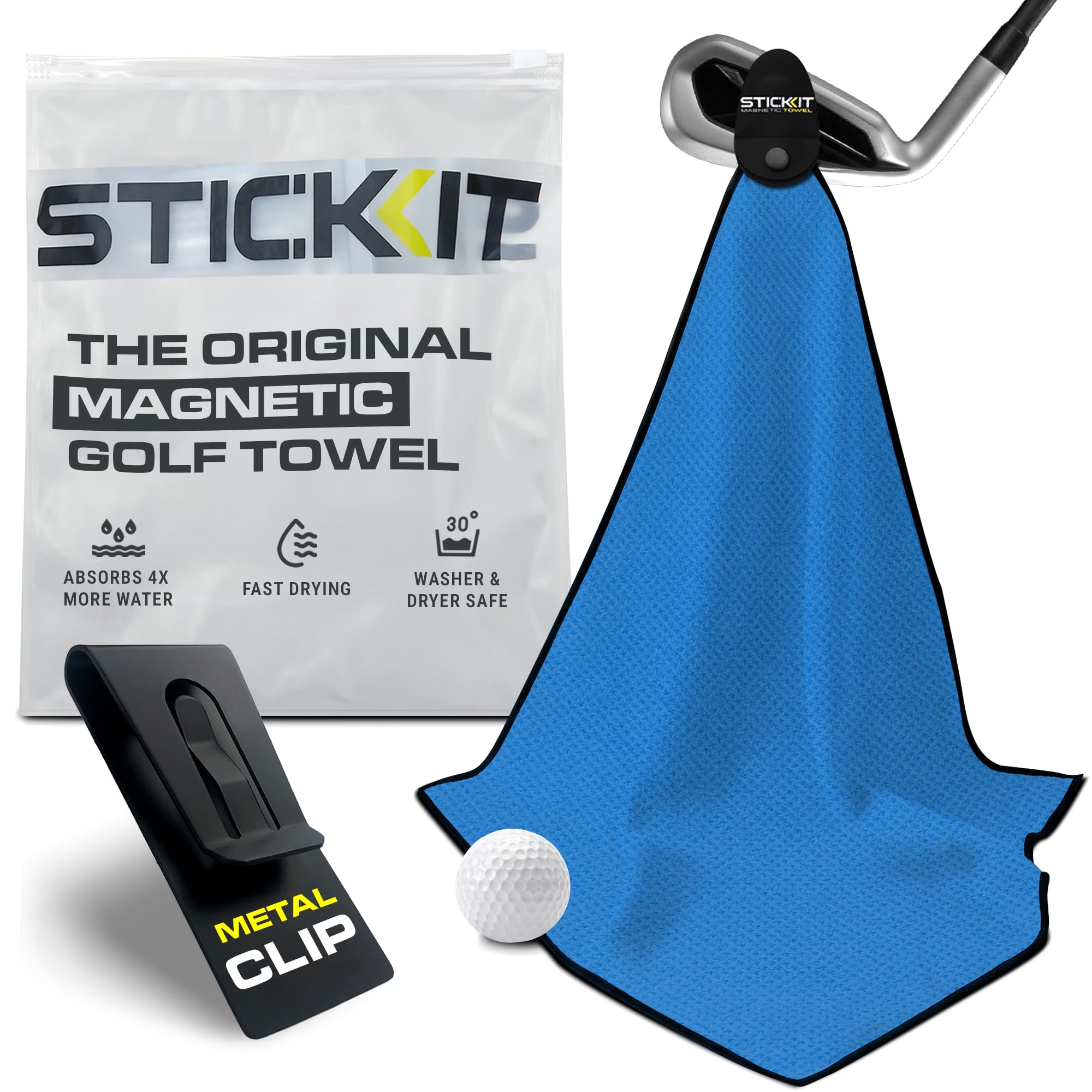 STICKIT Magnetic Golf Towel for Clubs, Bags, & Carts - 29” x 29”