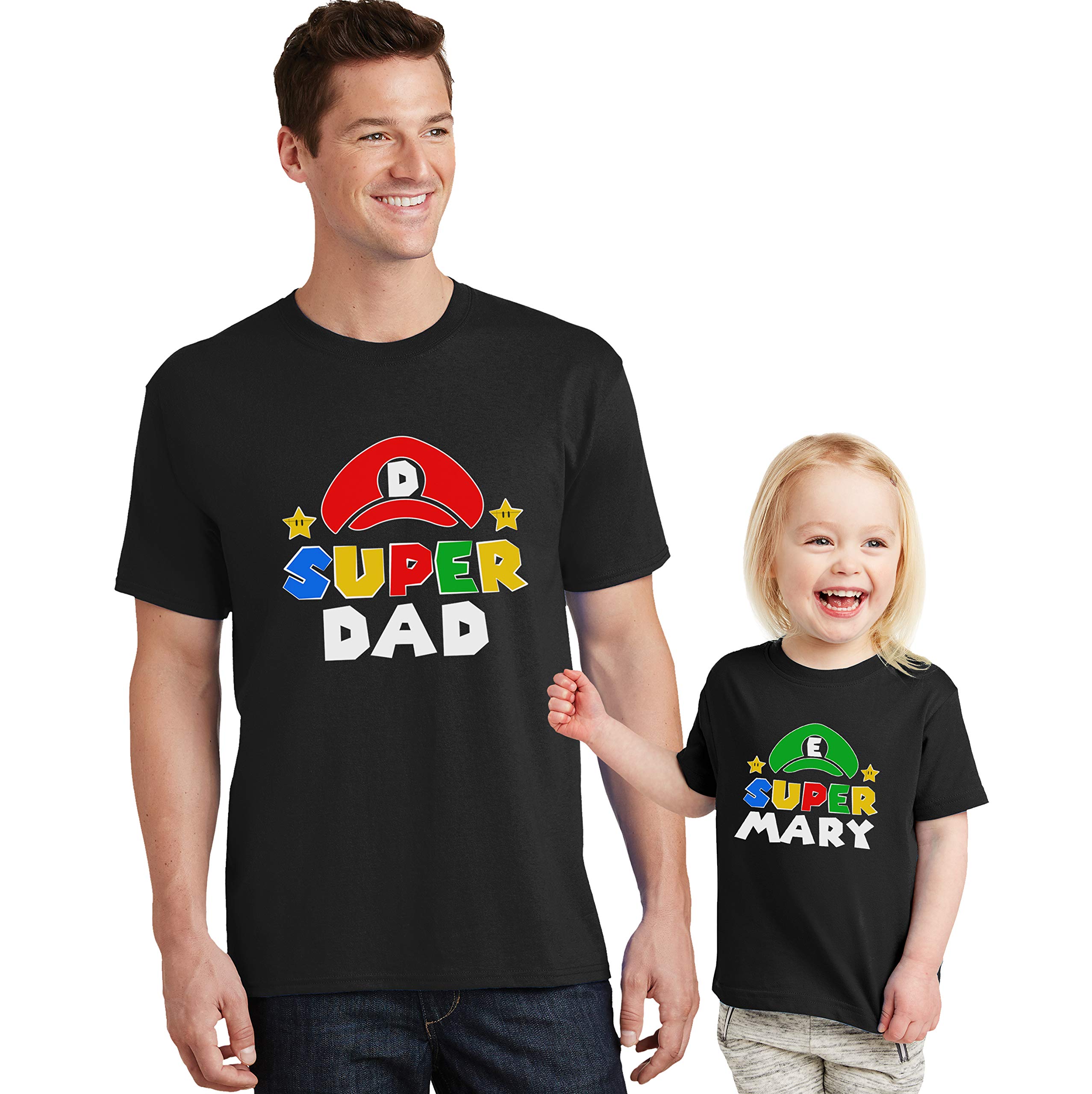 Super Dad Shirt Custom Matching Daddy and Me Tees Super Kid Toddler Shirt Black