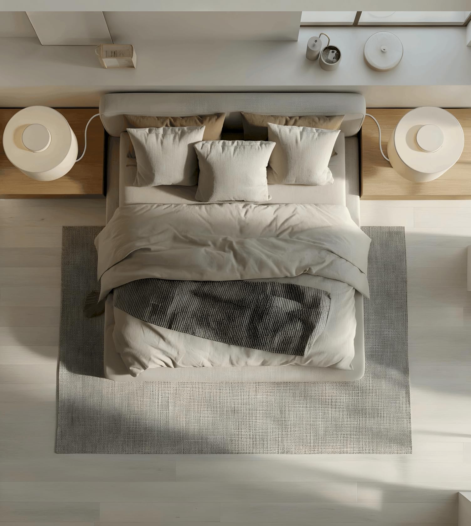 NEONA KAYA Tischleuchte Leinen Beige – Minimalistische Tischlampe im Scandi-Stil, E27-Fassung, dimmbar mit dimmbarem Leuchtmittel, SmartHome-fähig, warmweiß 2700K, IP20, 3 Jahre Garantie
