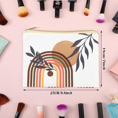 Miniatura 4 de Pinkunn 6 bolsas de maquillaje bohemias, bolsa de lona para cosméticos, bolsa de cosméticos con cremallera, bonita bolsa de cosméticos grande para