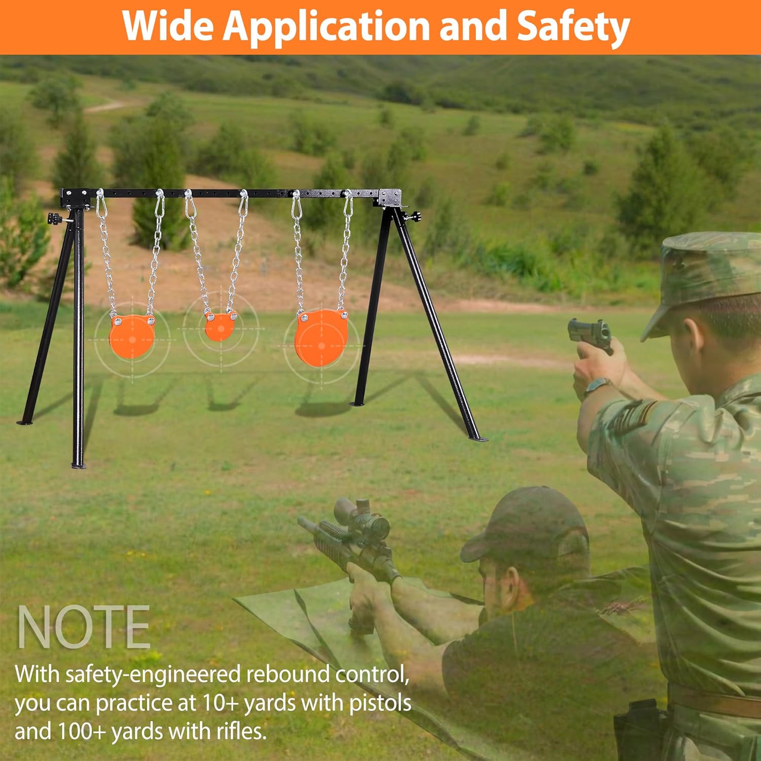 AR500 Steel Shooting Targets, Laser-Cut Metal Targets with High-Visibility Glow Neon Color for Reactive Range Shooting