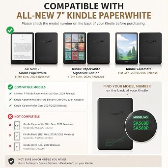 SCSVPN Magnetic Case for 7'' Kindle Paperwhite 12th Gen 2024 & Colorsoft
