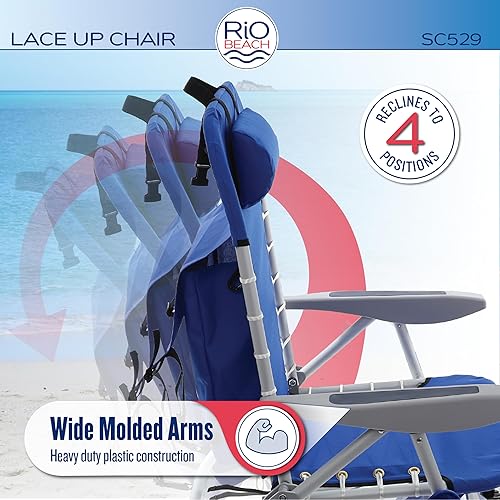 Miniatura 5 de Rio Brands ASC529 4-Position Backpack Lace-Up Suspension Folding Beach Chair