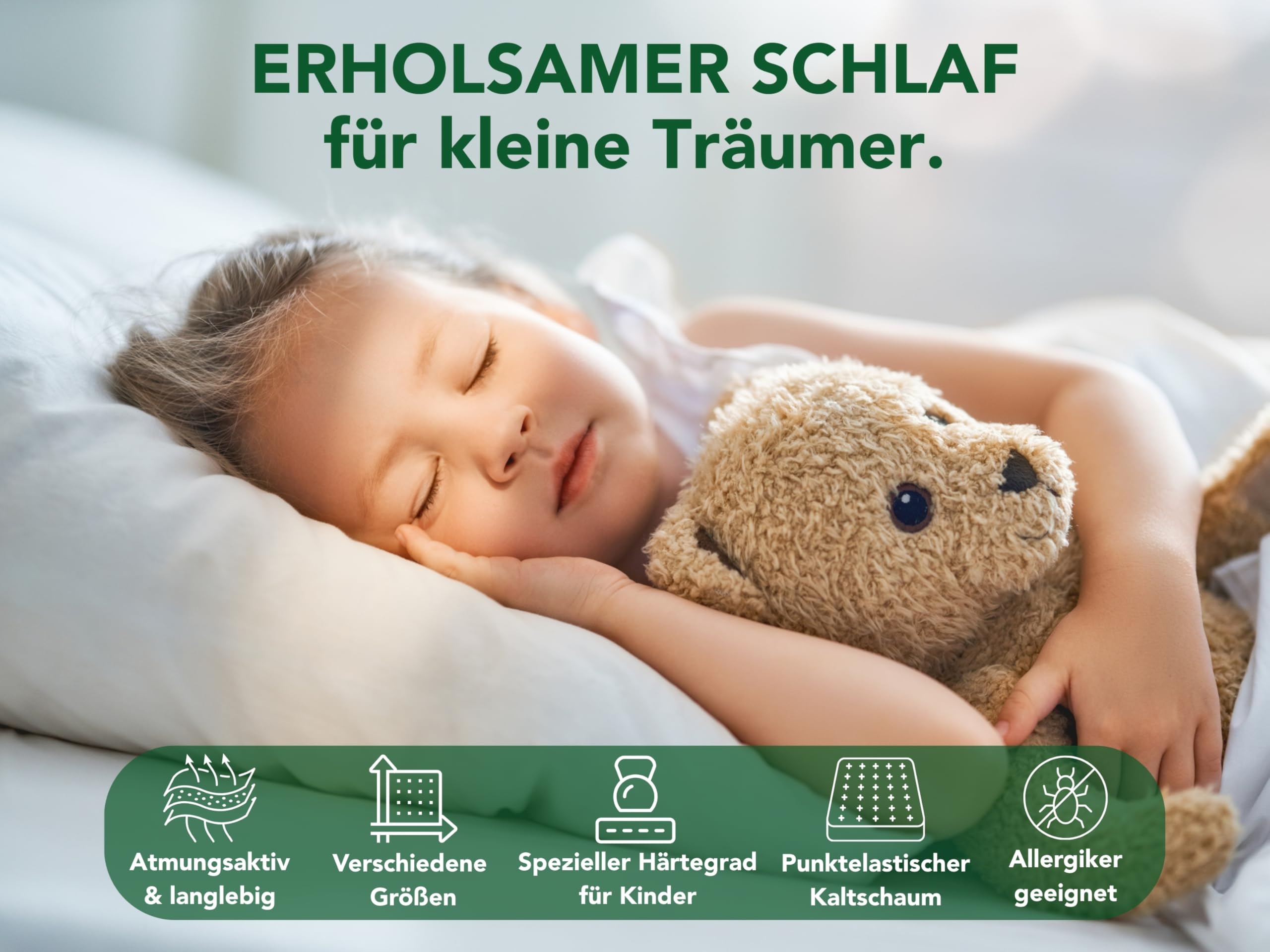 DREAMSTAR Ergo Junior Materasso per bambini e ragazzi | Materasso ergonomico in schiuma fredda | Materasso arrotolabile | Öko-TEX | Grado di durezza H2 I Ipoallergenico e antibatterico | 13 cm | 90 x