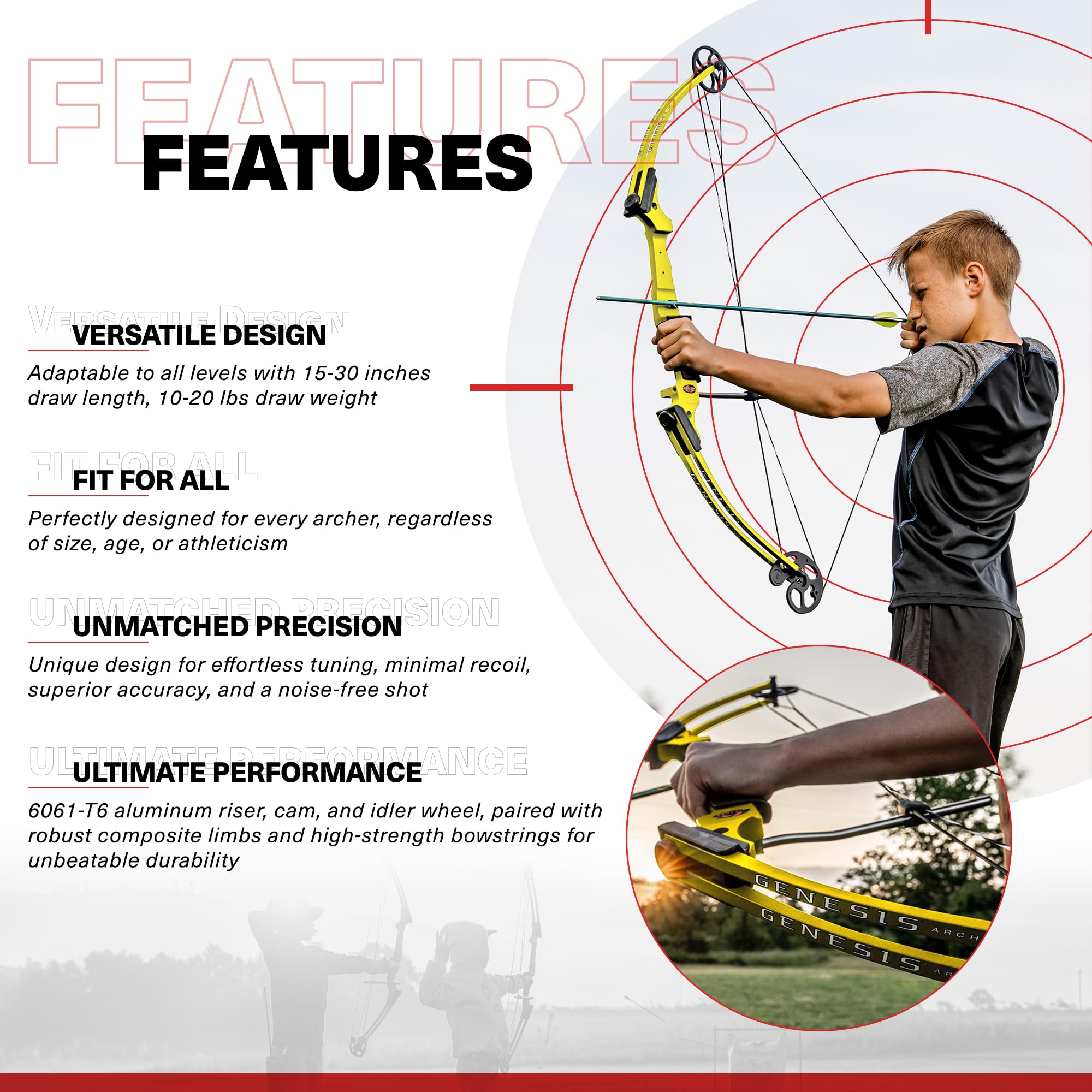 Genesis Archery Compound Bow Archery Kit w/Adjustable Draw Length 15