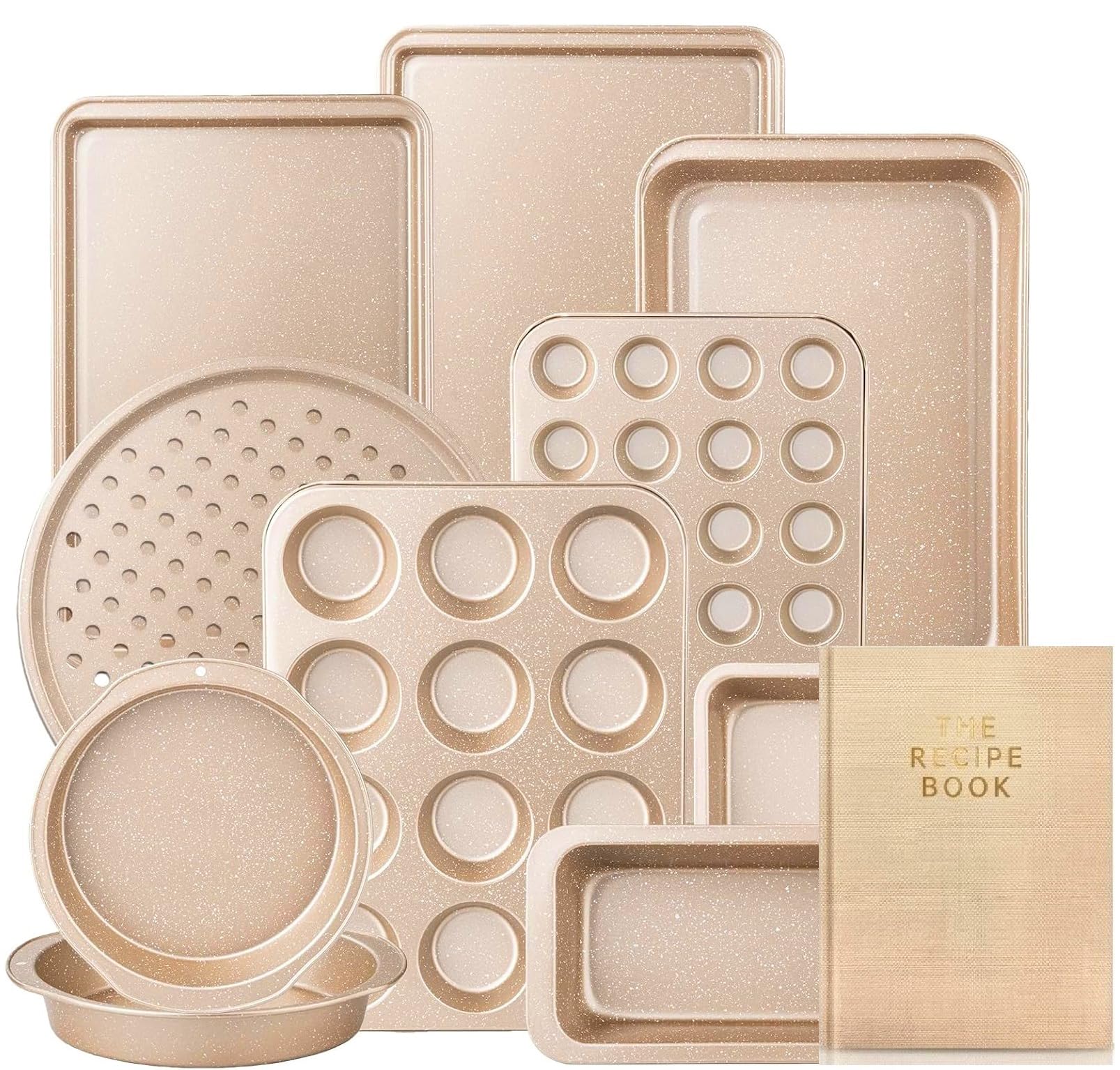 Set da 11 pezzi, set di teglie da forno antiaderenti, in acciaio al carbonio, include notebook, fogli per biscotti, teglia per arrosti, teglia per muffin, teglia per torta, teglia per pizza