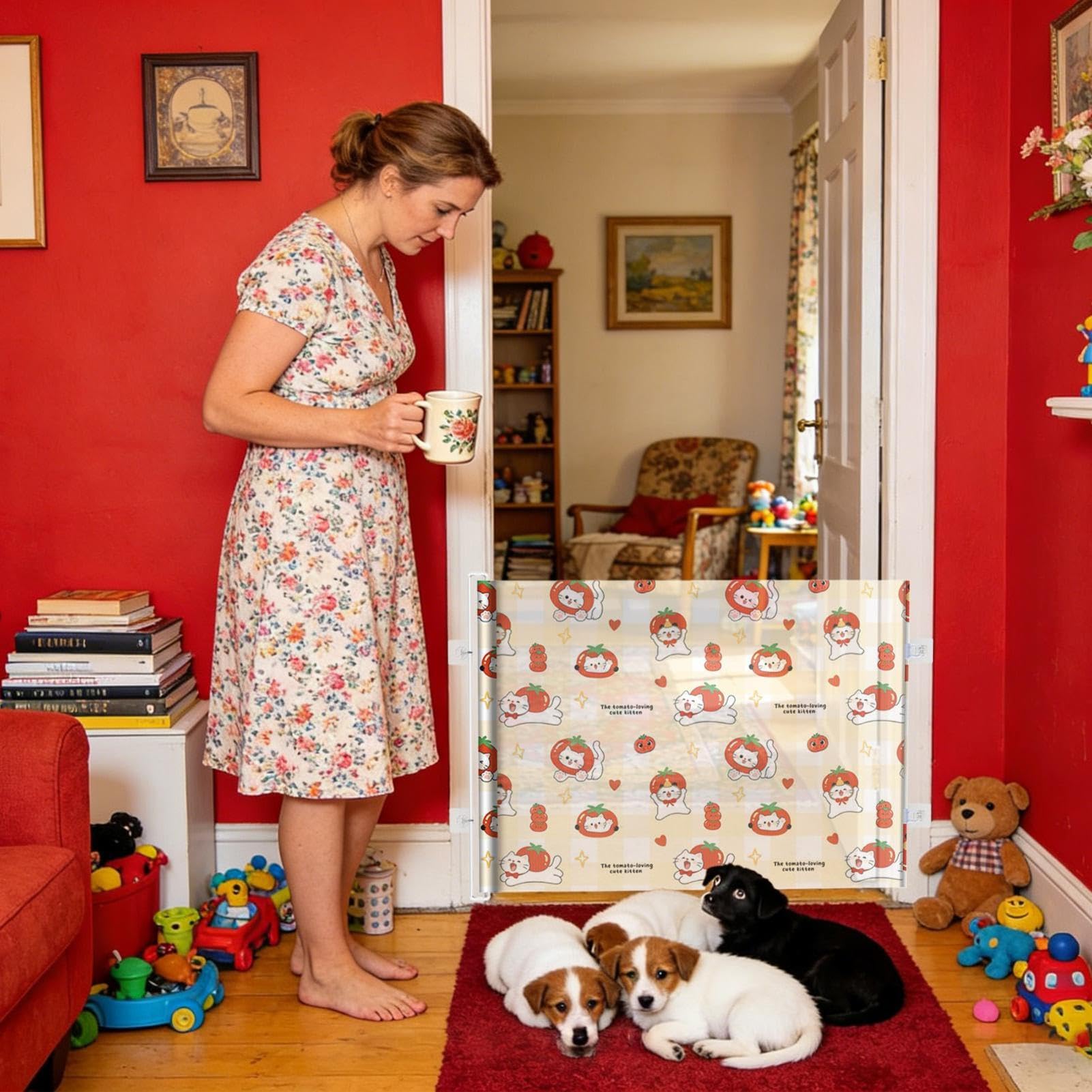 Cancello Retrattile Ingresso Recinto di Contenimento, Schermo di Sicurezza | Cancello Retrattile per Ambienti Interni per la Casa, Bambini, Cuccioli, Ingressi, Esterno e Interno