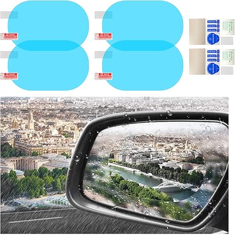Ziciner 4 PCS Car Rearview Mirror Hydrophobic Sticker