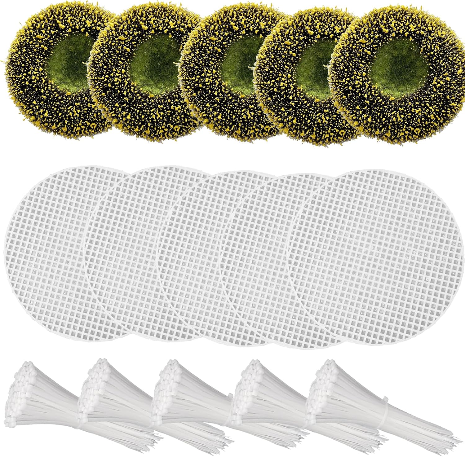 Pack of 5 Foam Sunflower Deco Mesh Wreath Centers for DIY Wreath 4 Inch Diameter