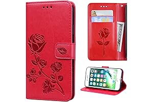 NB iPhone 8 Plus Wallet Case for Women- Floral Red