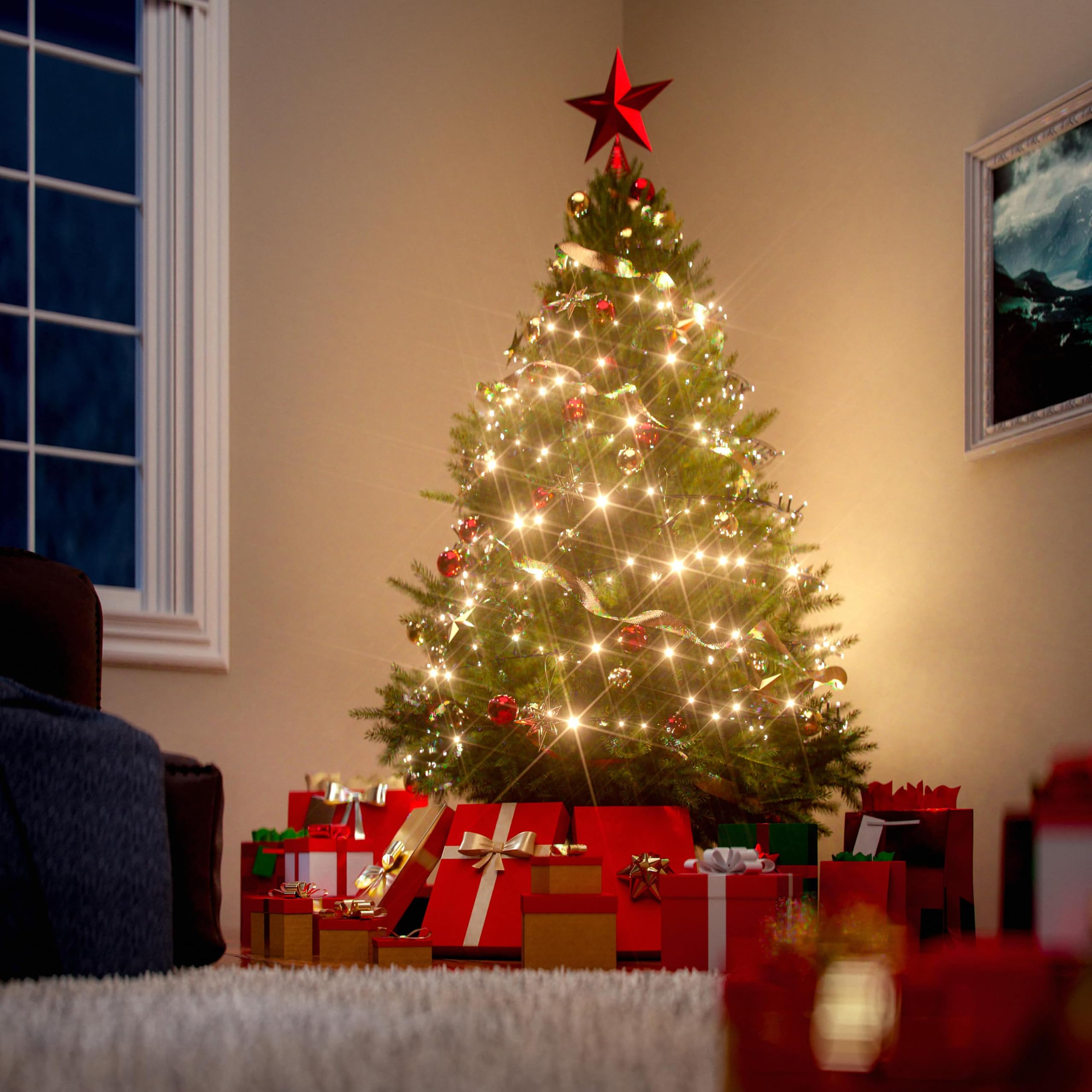 CASARIA® Weihnachtsbaum künstlich 150 cm Lichterkette 100 LED Tannenbaum mit Beleuchtung wie echt Stecksystem dichte Spitzen stabil schwer entflammbar | mit Beleuchtung, Lichterkette, 100 LED, Tannenbaum, dichte Spitzen, stabil, schwer entflammbar, Stecks